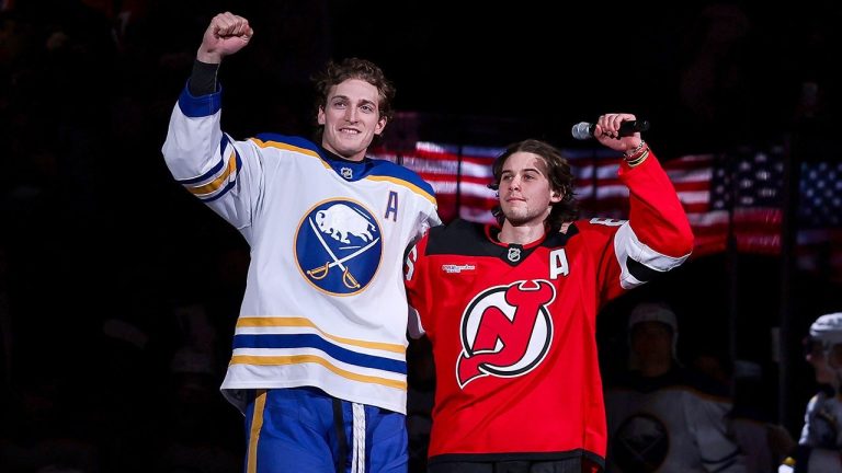 Jack Hughes honored by Devils fans for USA Gold Medal